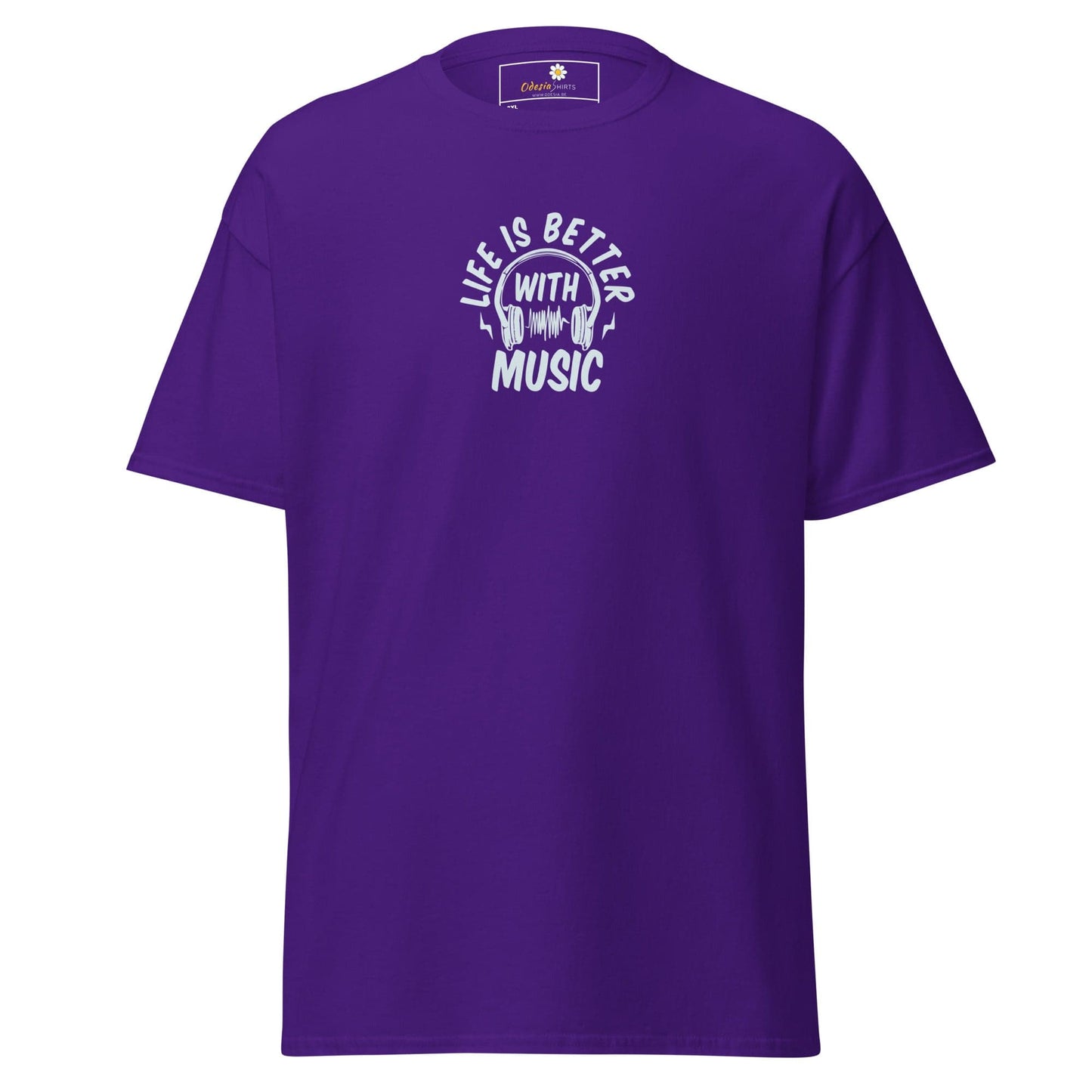 Purple T-shirt with music graphic for Men and Women in sizes 2XL to 5XL