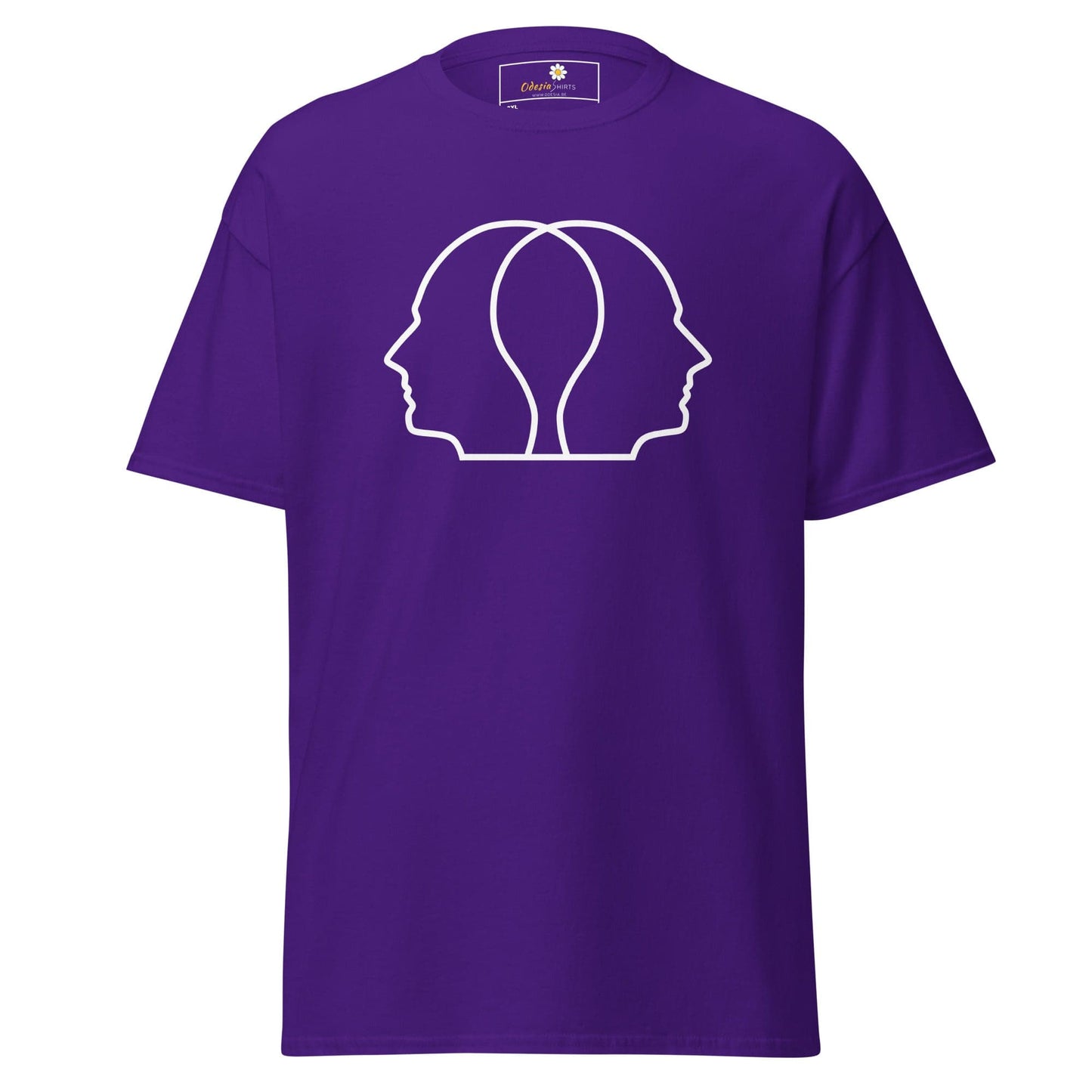 Purple T-shirt with white face outline design for men and women in 2XL to 5XL sizes