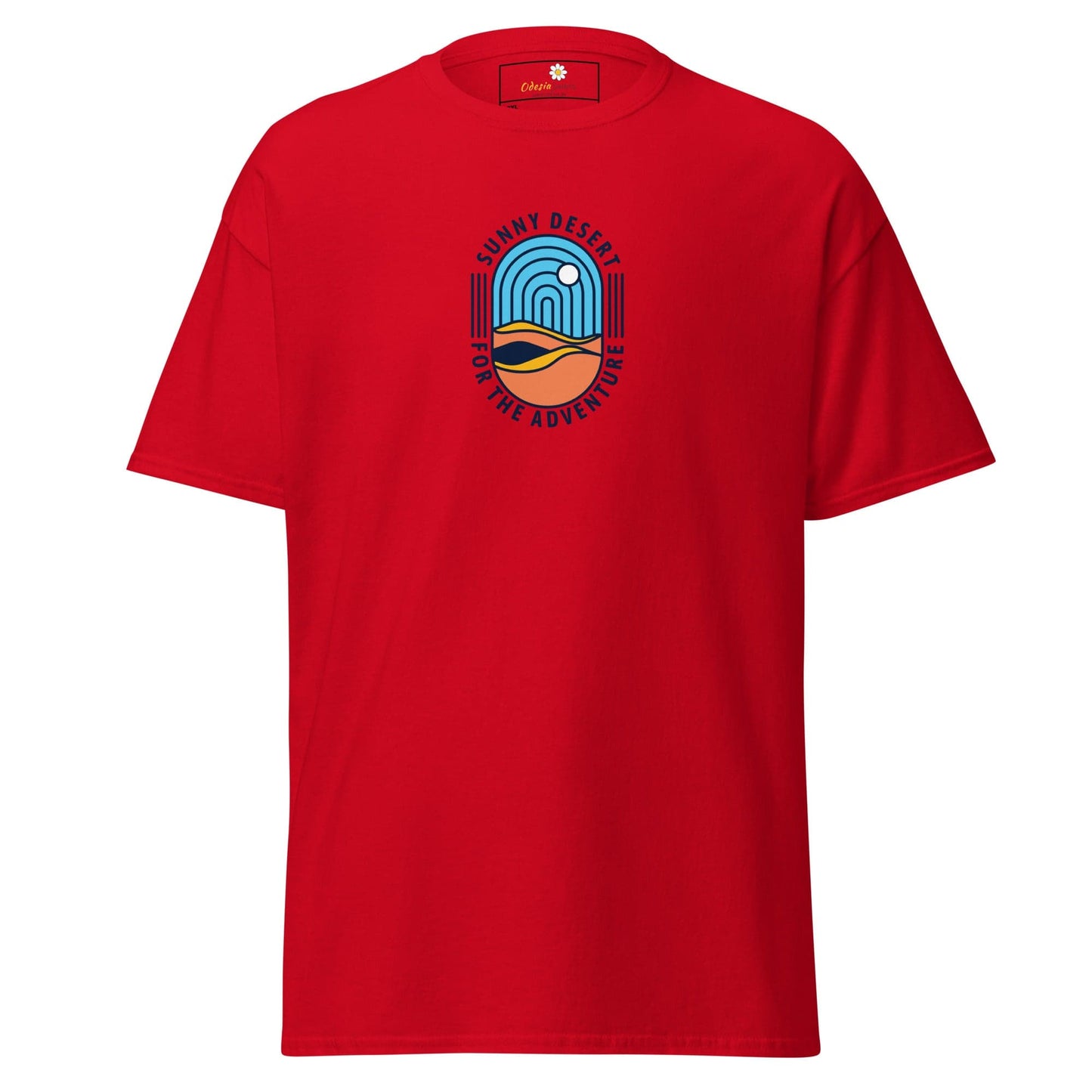 Red T-shirt with desert graphic for men and women in 2XL to 5XL sizes