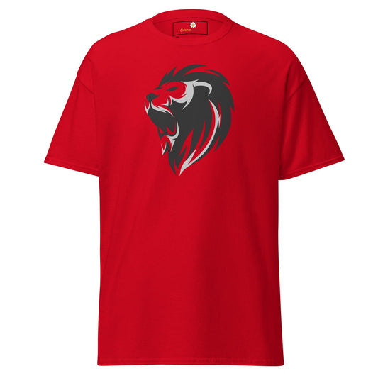 Red T-shirt with lion graphic for Men and Women in 2XL to 5XL sizes