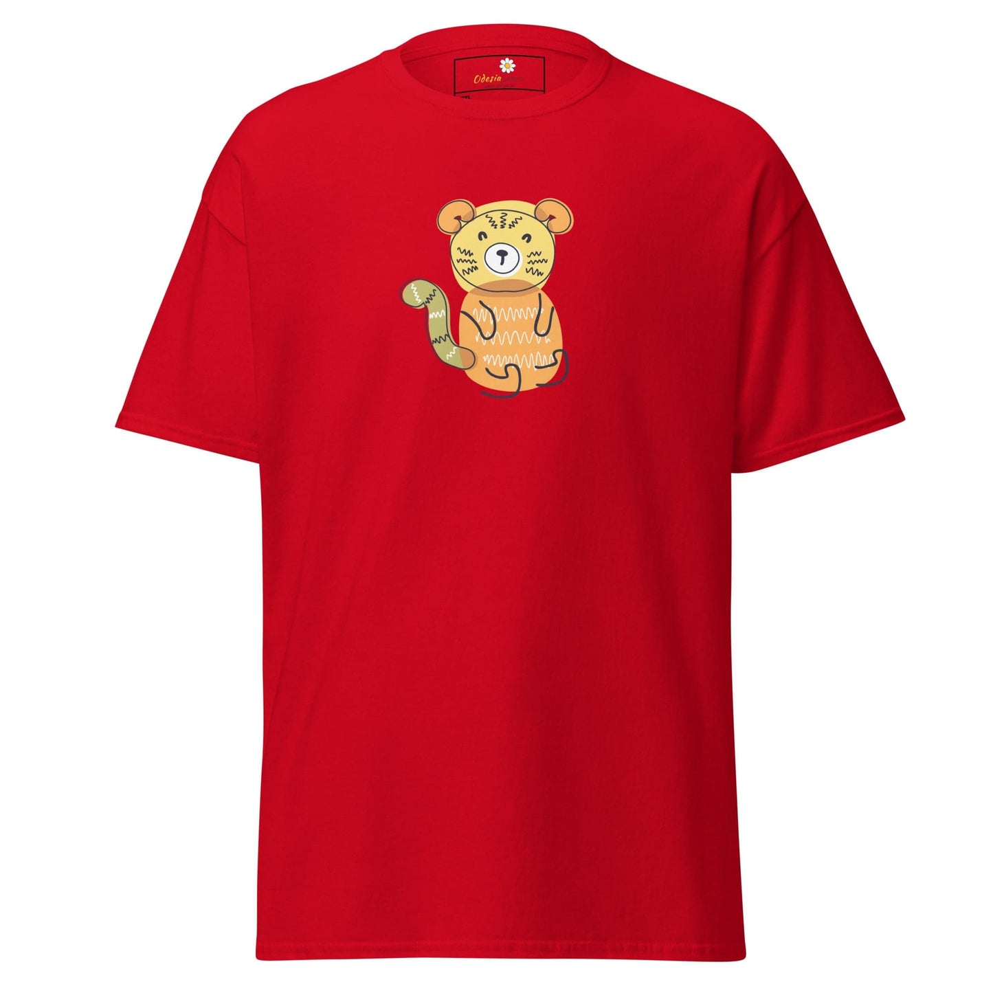 Red T-shirt with tiger graphic from T-SHIRT DESIGN TEE for Men and Women in sizes 2XL to 5XL
