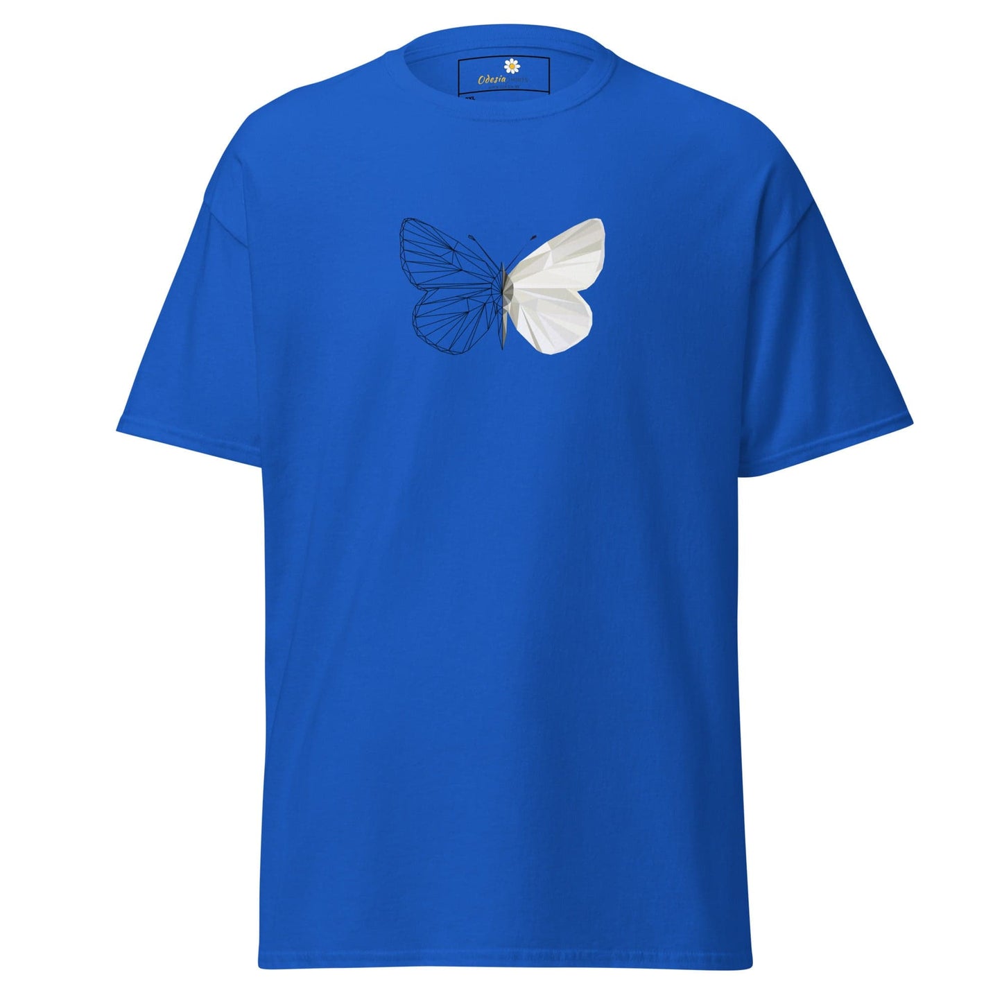 Blue T-shirt with butterfly design from T-SHIRT DESIGN TEE for Men and Women, 2XL to 5XL