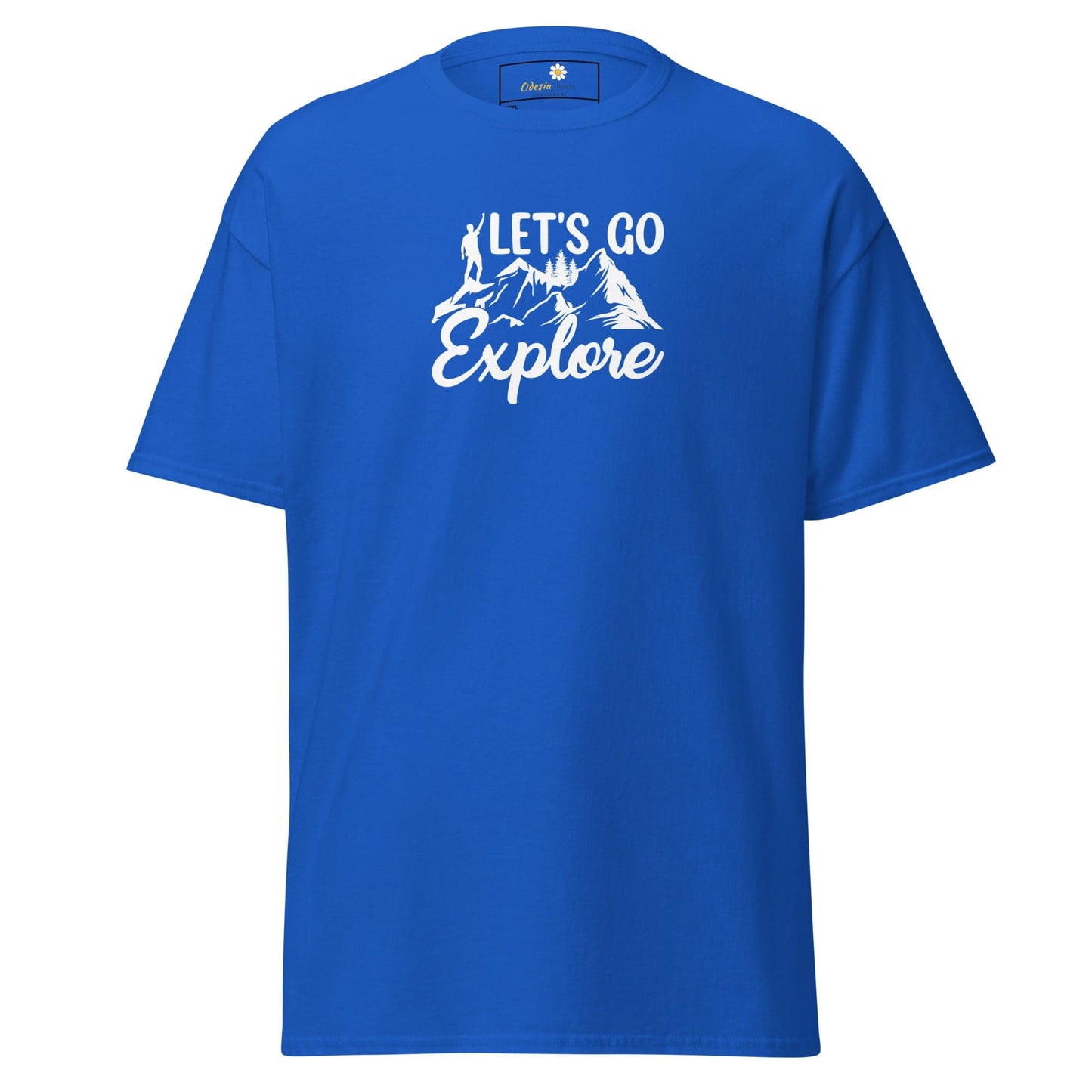 Blue T-shirt with mountain graphic from T-Shirt Design Tee for Men and Women in 2XL-5XL
