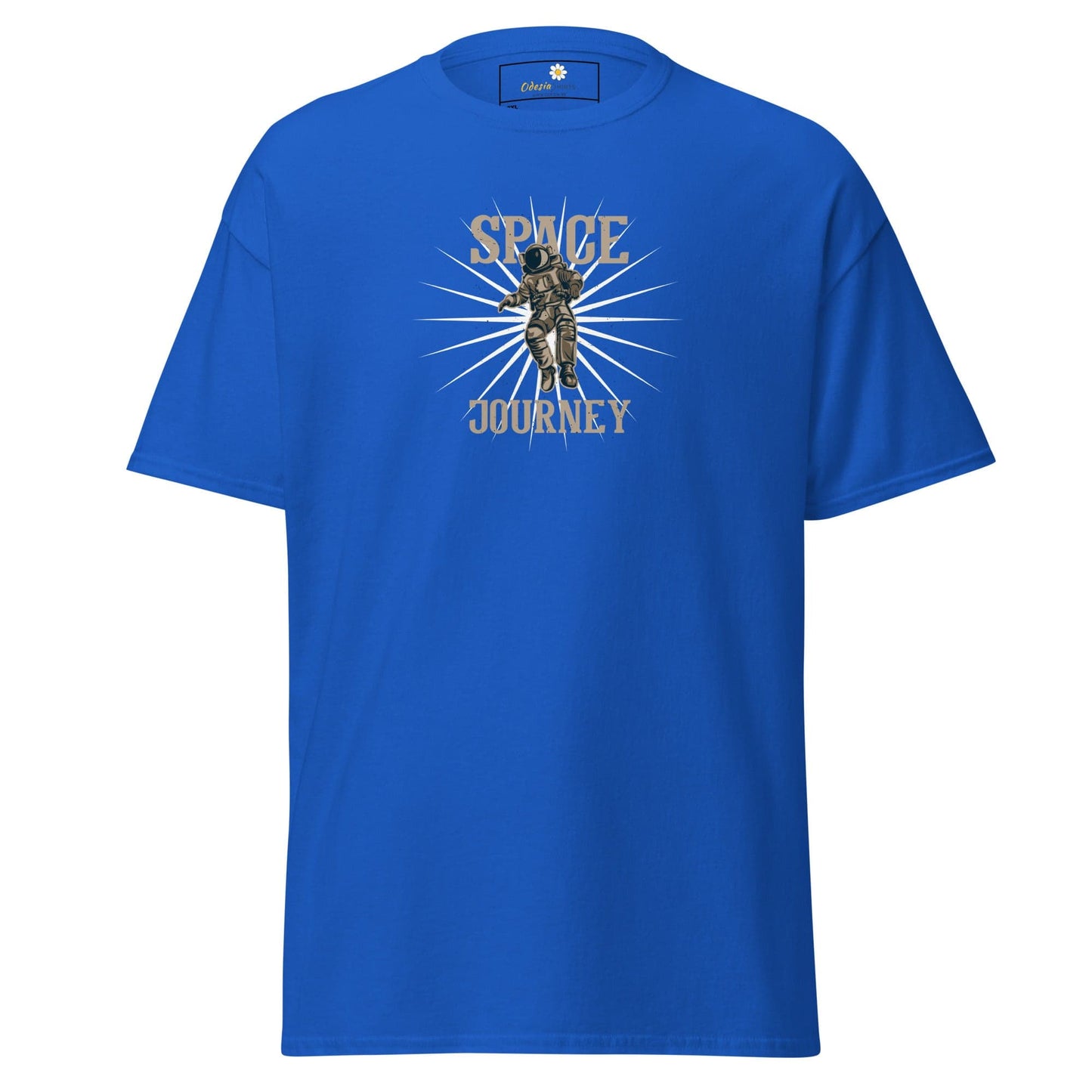 Blue T-shirt with astronaut graphic for men and women in 2XL to 5XL sizes