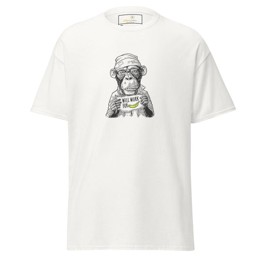 White T-shirt with a monkey graphic from T-SHIRT DESIGN TEE for Men and Women in 2XL to 5XL
